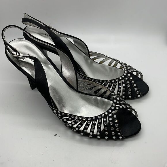 Maripe High Heel Sandals Women’s Size 9 Black with Rhinestones - Picture 9 of 9